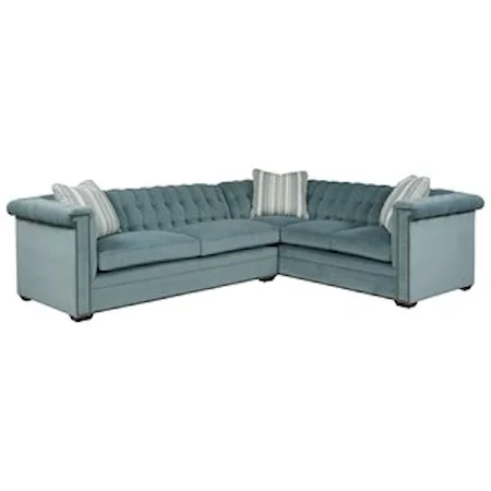 Transitional L-Shaped Sectional with Button Tufting